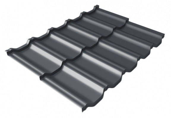 Металлочерепица модульная Квинта Uno Grand Line c 3D резом 0,5 Satin Мatt RAL 7024 мокрый асфальт купить в Иваново