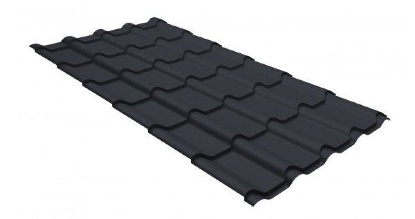 Металлочерепица камея GL 0,5 GreenCoat Pural matt RR 23 темно-серый (RAL 7024 мокрый асфальт) купить в Иваново