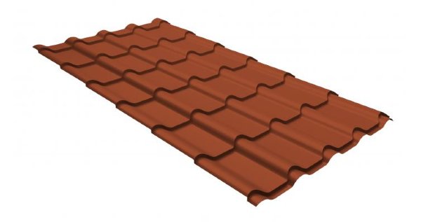 Металлочерепица камея GL 0,5 GreenCoat Pural RR 750 кирпично-красный (RAL 8004 терракота) купить в Иваново