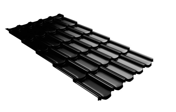 Металлочерепица квинта плюс с 3D резом 0,5 GreenСoat Pural Matt RR 33 черный (RAL 9005 черный) купить в Иваново