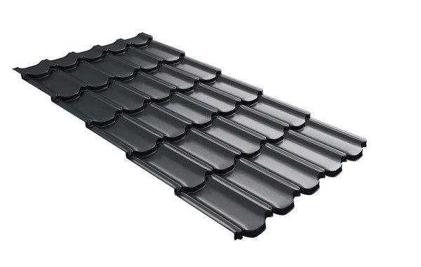 Металлочерепица квинта плюс с 3D резом 0,5 Satin RAL 7016 антрацитово-серый купить в Иваново
