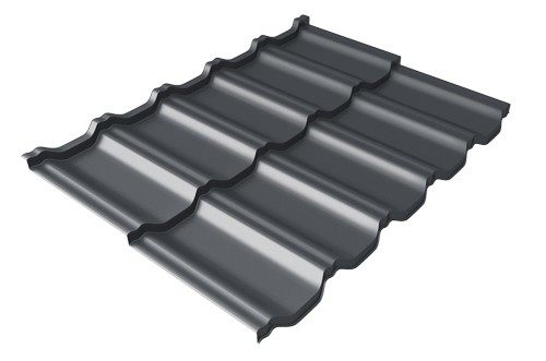 Металлочерепица модульная Квинта Uno Grand Line c 3D резом 0,45 Drap RAL 7024 мокрый асфальт купить в Иваново
