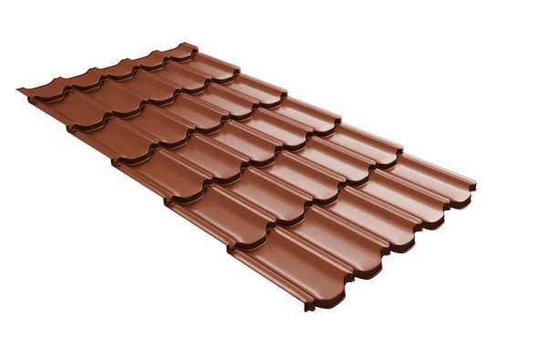Металлочерепица квинта плюс с 3D резом 0,5 Satin Мatt RAL 8004 терракота купить в Иваново