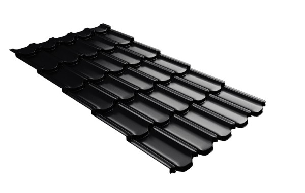 Металлочерепица квинта плюс с 3D резом 0,5 Satin Мatt RAL 9005 черный купить в Иваново
