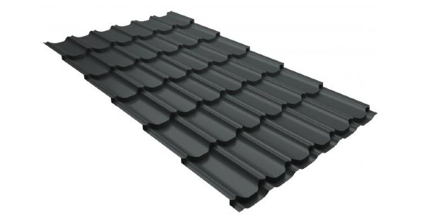 Металлочерепица квинта плюс 0,5 GreenCoat Pural RR 23 темно-серый (RAL 7024 мокрый асфальт) купить в Иваново